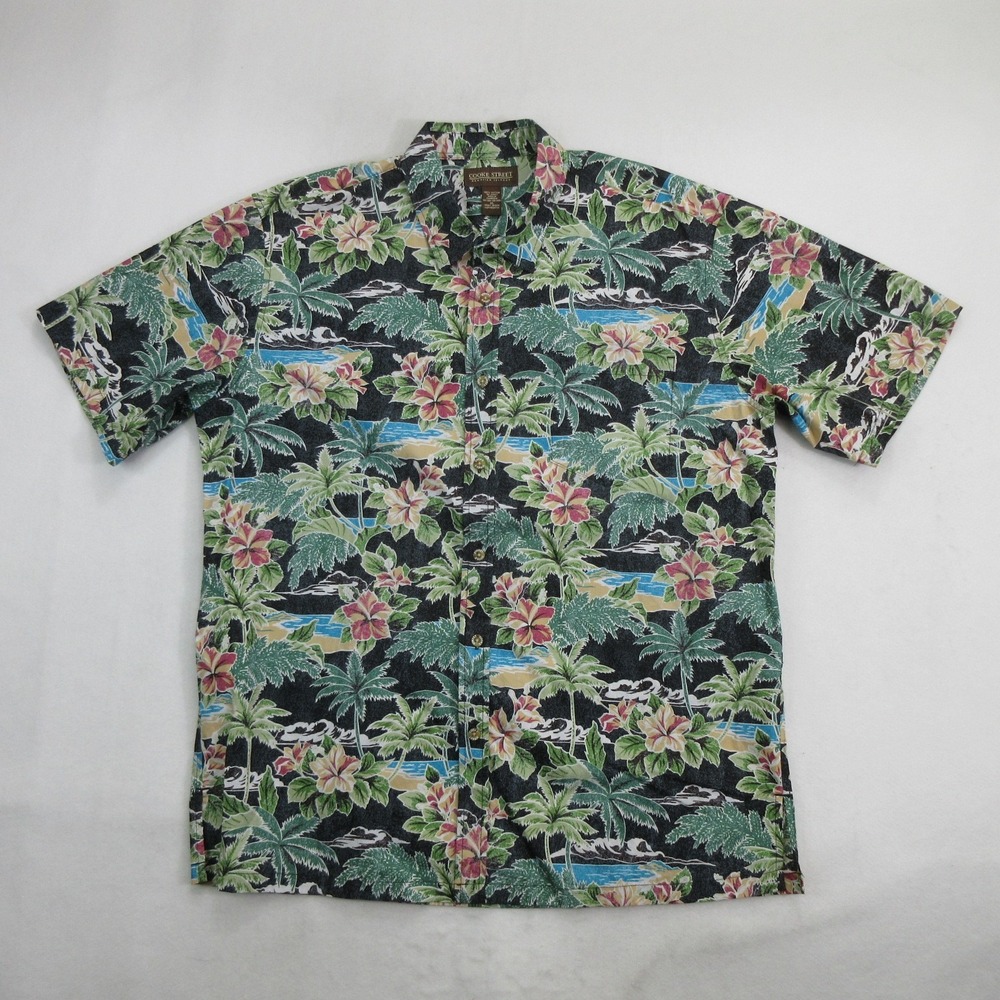 Cooke Street Men's Shirt XL Hawaiian Tropical Palm Short Sleeve Button Up New